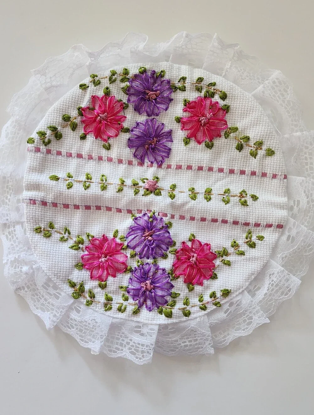Handmade Mexican Embroidered Ribbon Cloth Tortilla Warmer Pouch